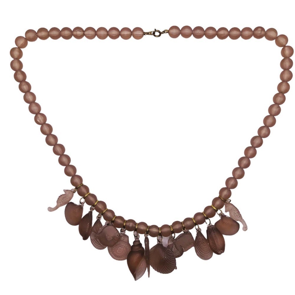 AHBRA CALE COLLECTION GENUINE LUCITE NECKLACE STARFISH BEADED Purple BROWN